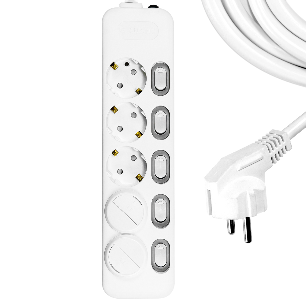 써지오 개별 안전커버 멀티탭 5구 DH-1658-MT + 안전커버 2p, 1.2m, 1세트